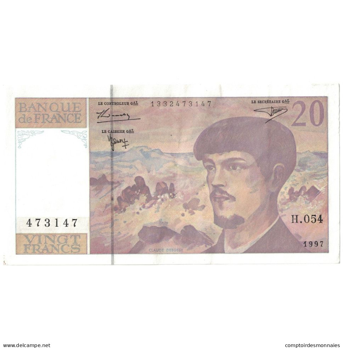 France, 20 Francs, Debussy, 1997, H.054, SPL, Fayette:66ter.02A54, KM:151i - 20 F 1980-1997 ''Debussy''