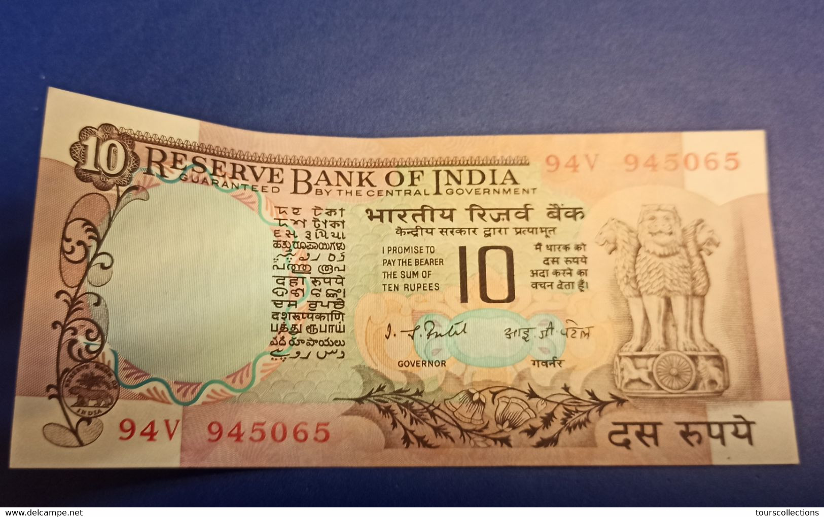 Billet INDE - 20 RUPEE 1977 à 1982 - N° 94V 945065 - Sign.82 De I.G Patel - Inde