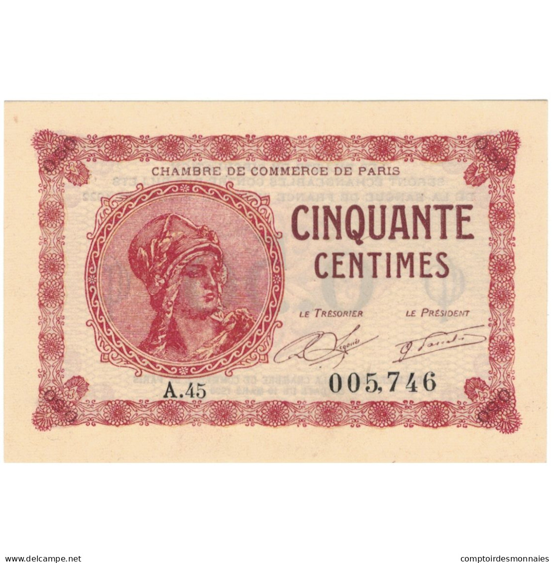 France, Paris, 50 Centimes, 1920, Chambre De Commerce, NEUF, Pirot:97-10 - Chambre De Commerce