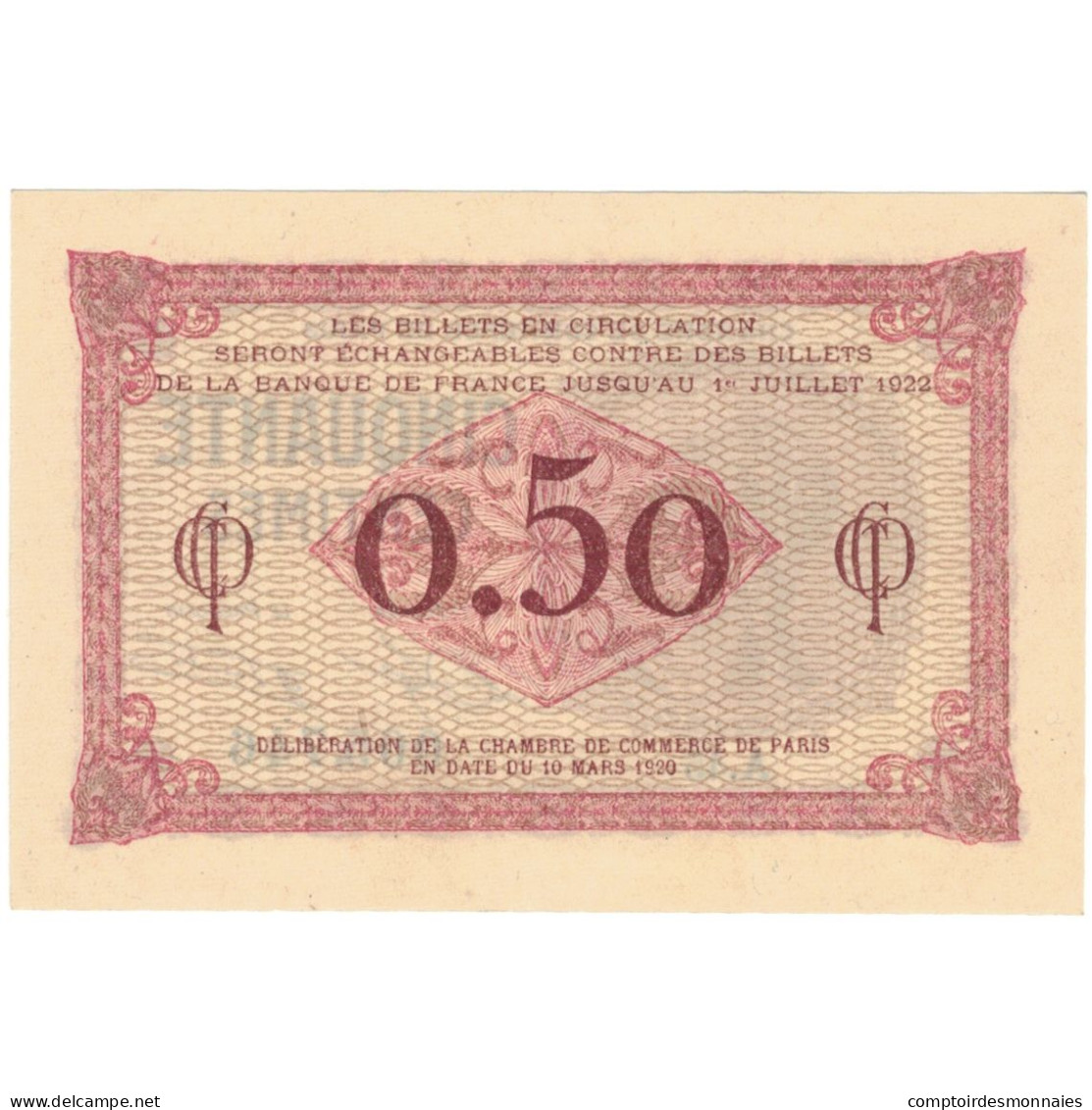 France, Paris, 50 Centimes, 1920, Chambre De Commerce, NEUF, Pirot:97-10 - Chambre De Commerce