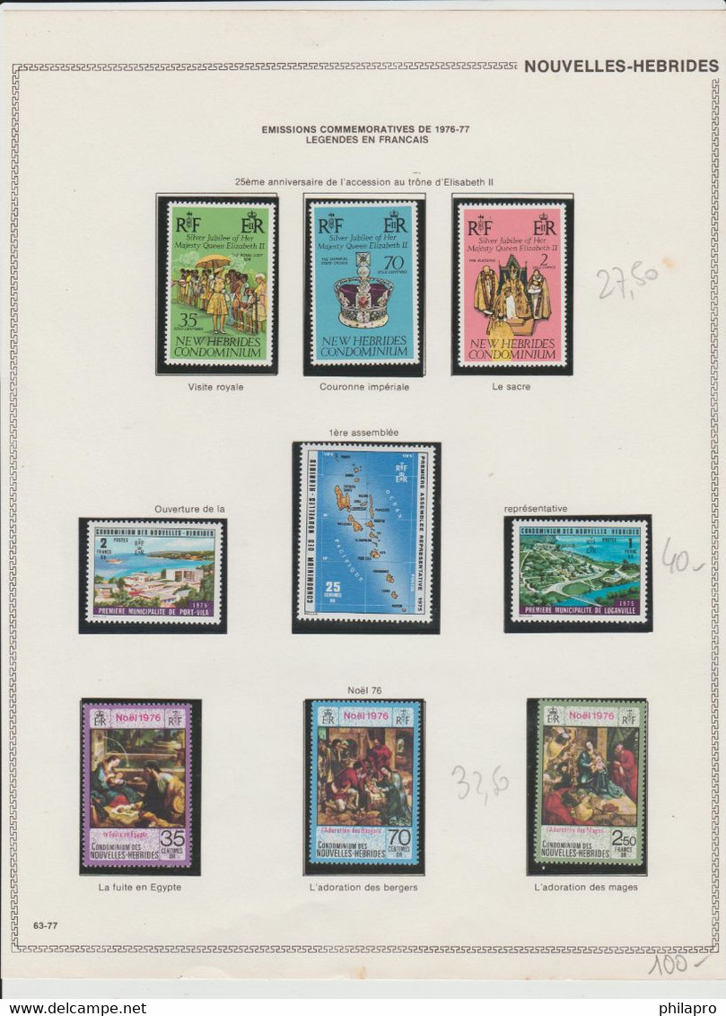 NOUVELLES  HEBRIDES COLLECTION  ENTRE 1956 & 1977   **MNH  on 28 Scans  album pages   Ref. GF