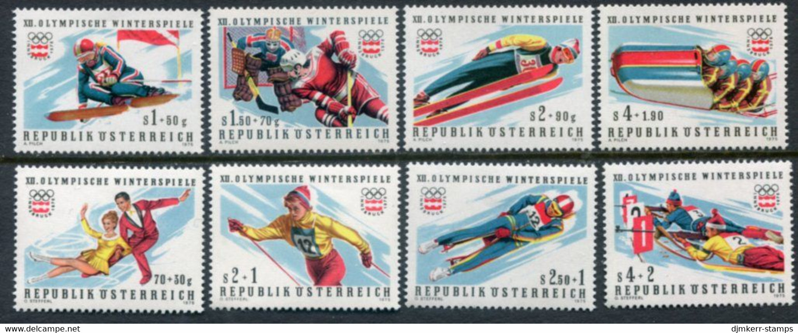 AUSTRIA 1975 Winter Olympics I & II MNH / **.  Michel 1479-82, 1499-1502 - Unused Stamps