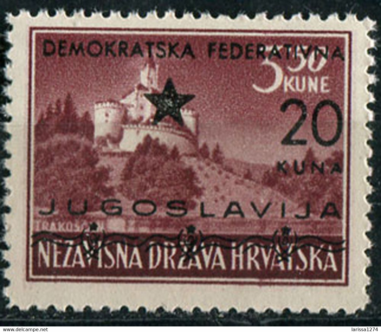 618. Yugoslavia Split Provisional Issue 1945 Definitive 20/3.50kn Offset Paper MNH Michel 14 - Sin Dentar, Pruebas De Impresión Y Variedades