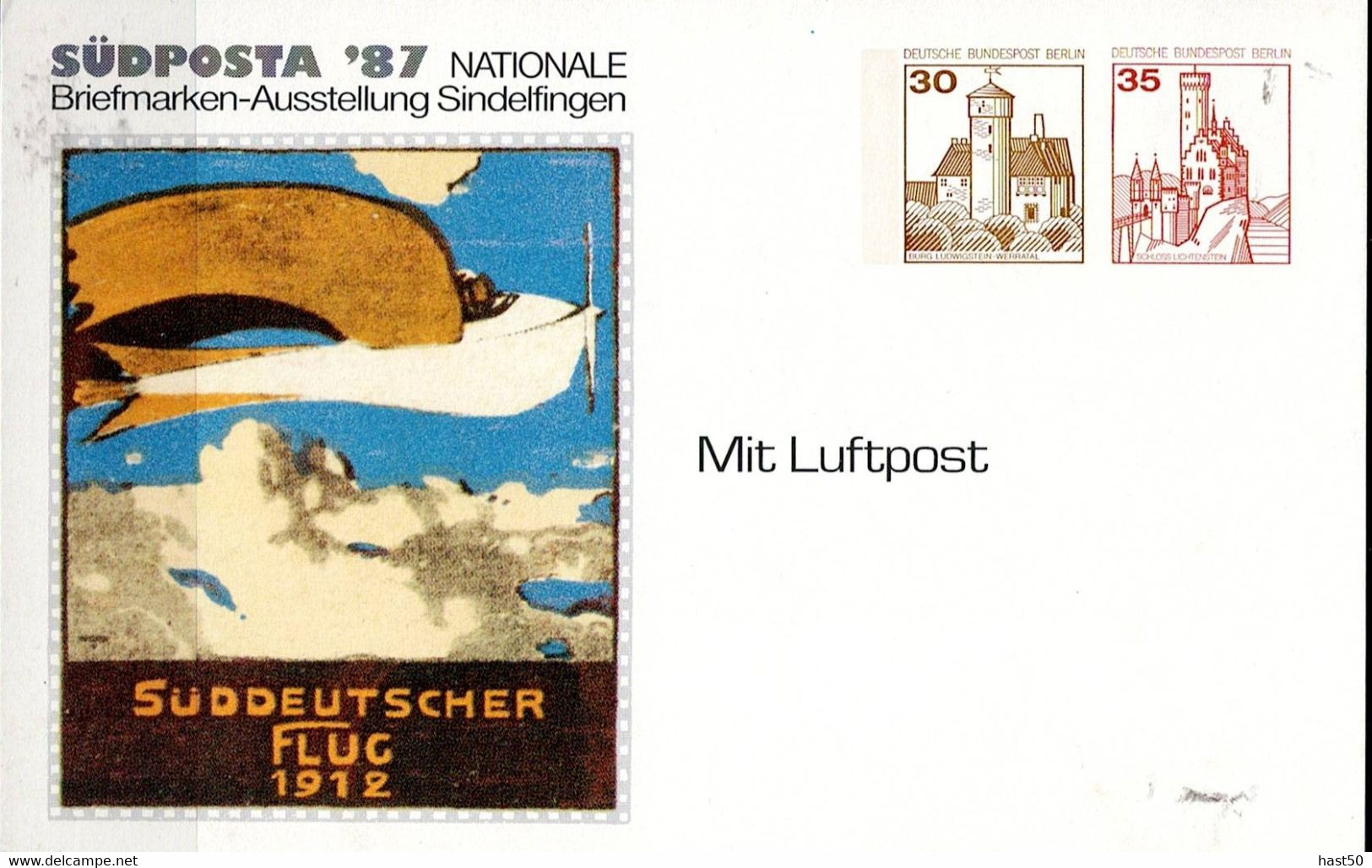 Berlin - Privatpostkarte SÜDPOSTA '87 Sindelfingen (MiNr: PP 101 C2/004) 1987 - Ungebraucht - Postales Privados - Nuevos