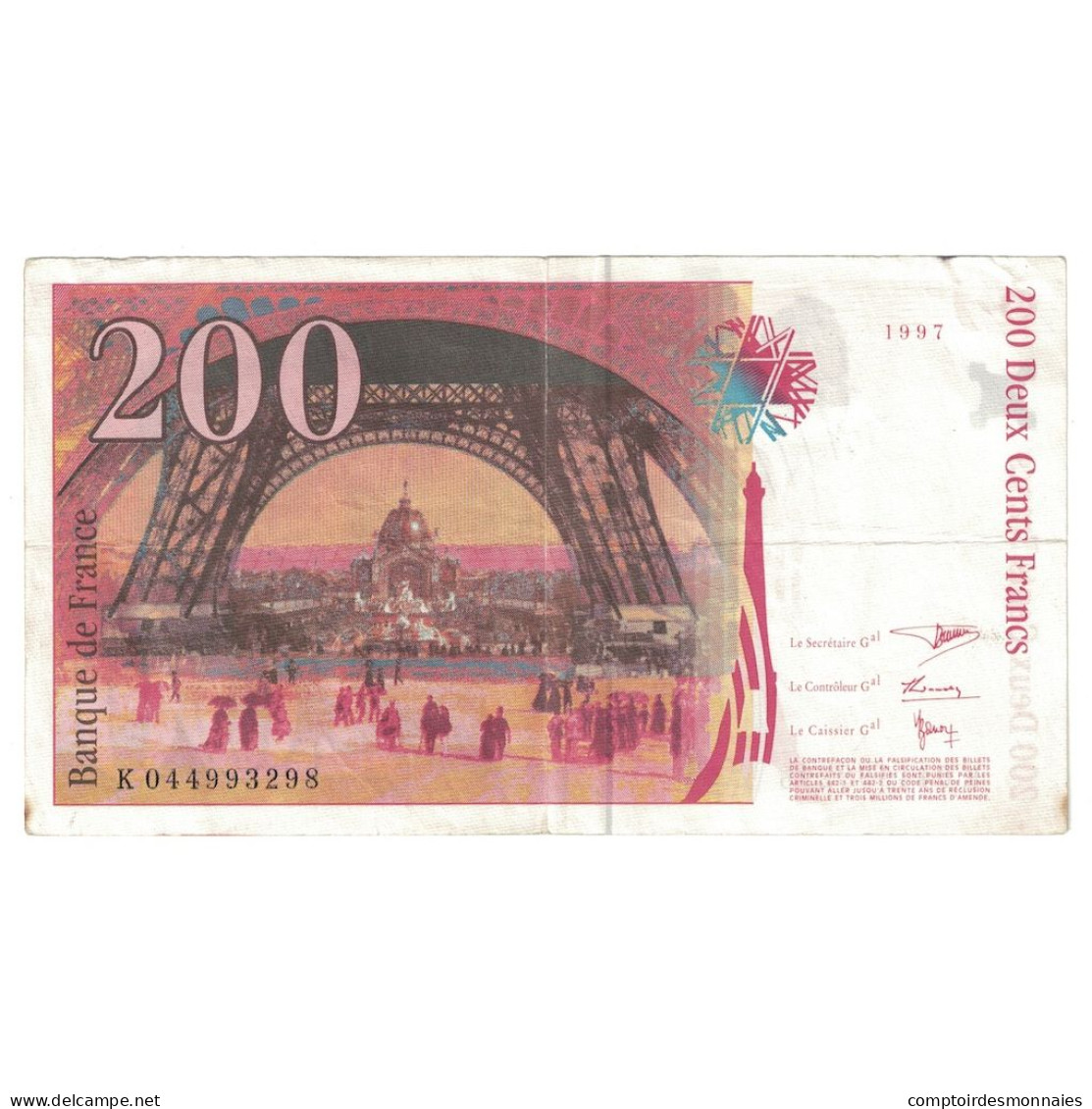 France, 200 Francs, Eiffel, 1997, K.044, TB+, Fayette:75.4a, KM:159b - 200 F 1995-1999 ''Eiffel''