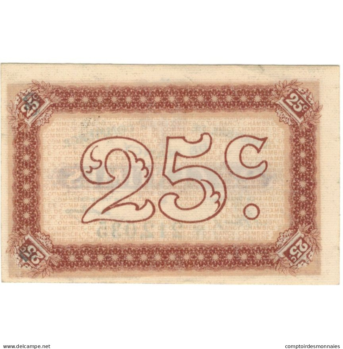 France, Nancy, 25 Centimes, SPL, Pirot:87.58 - Chambre De Commerce