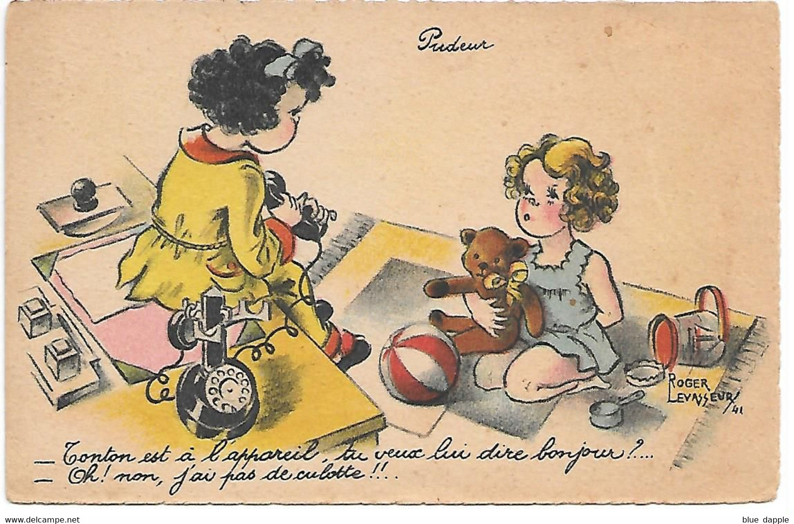 Illustrator - Roger Levasseur - Filles, Girls, Téléphoner, Telephone, Telefon, Ours En Peluche, Teddy Bear, Teddybär - Levasseur, Roger