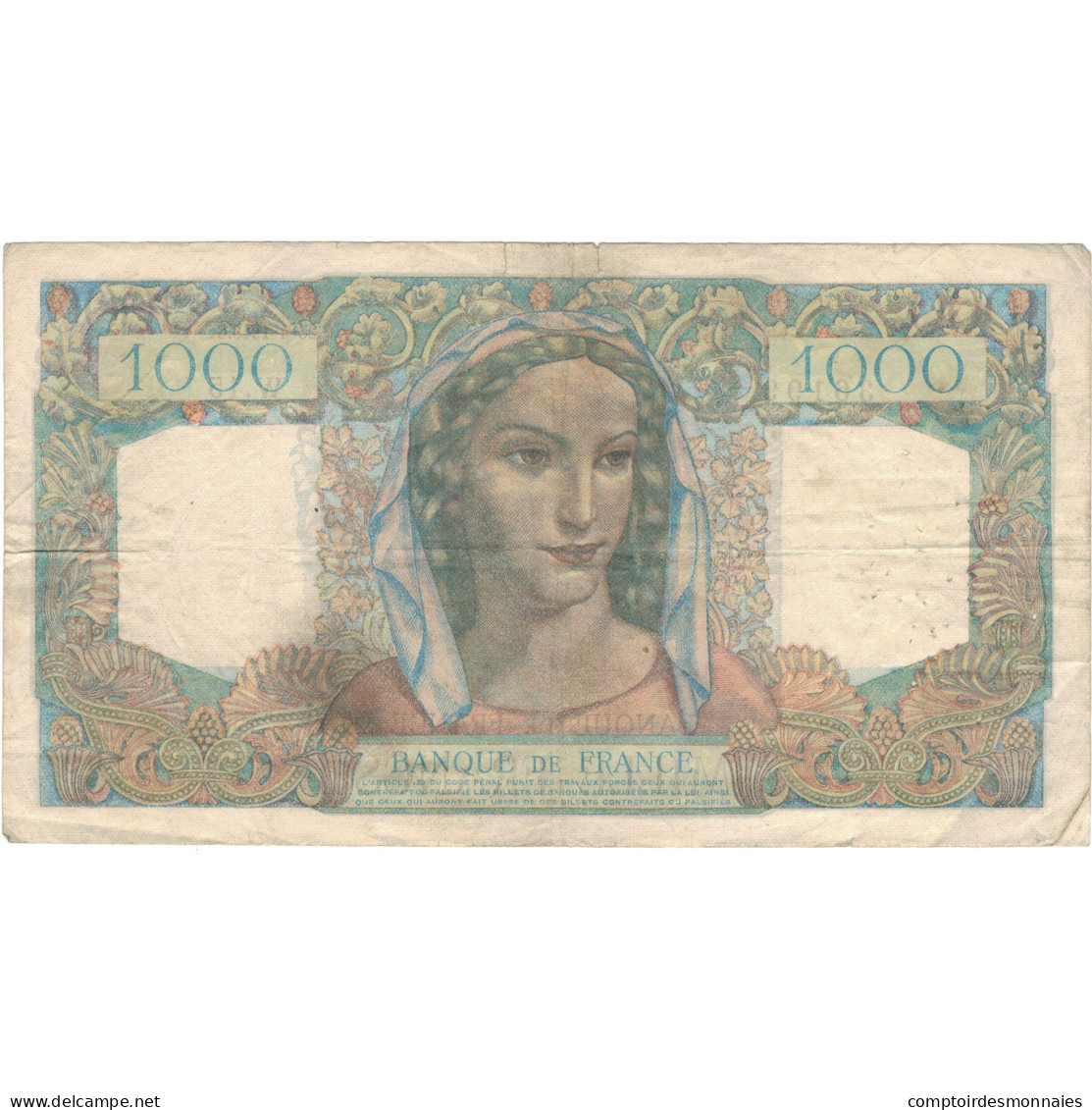 France, 1000 Francs, Minerve Et Hercule, 1945, W.15 36199, TB, Fayette:41.2 - 1 000 F 1945-1950 ''Minerve Et Hercule''