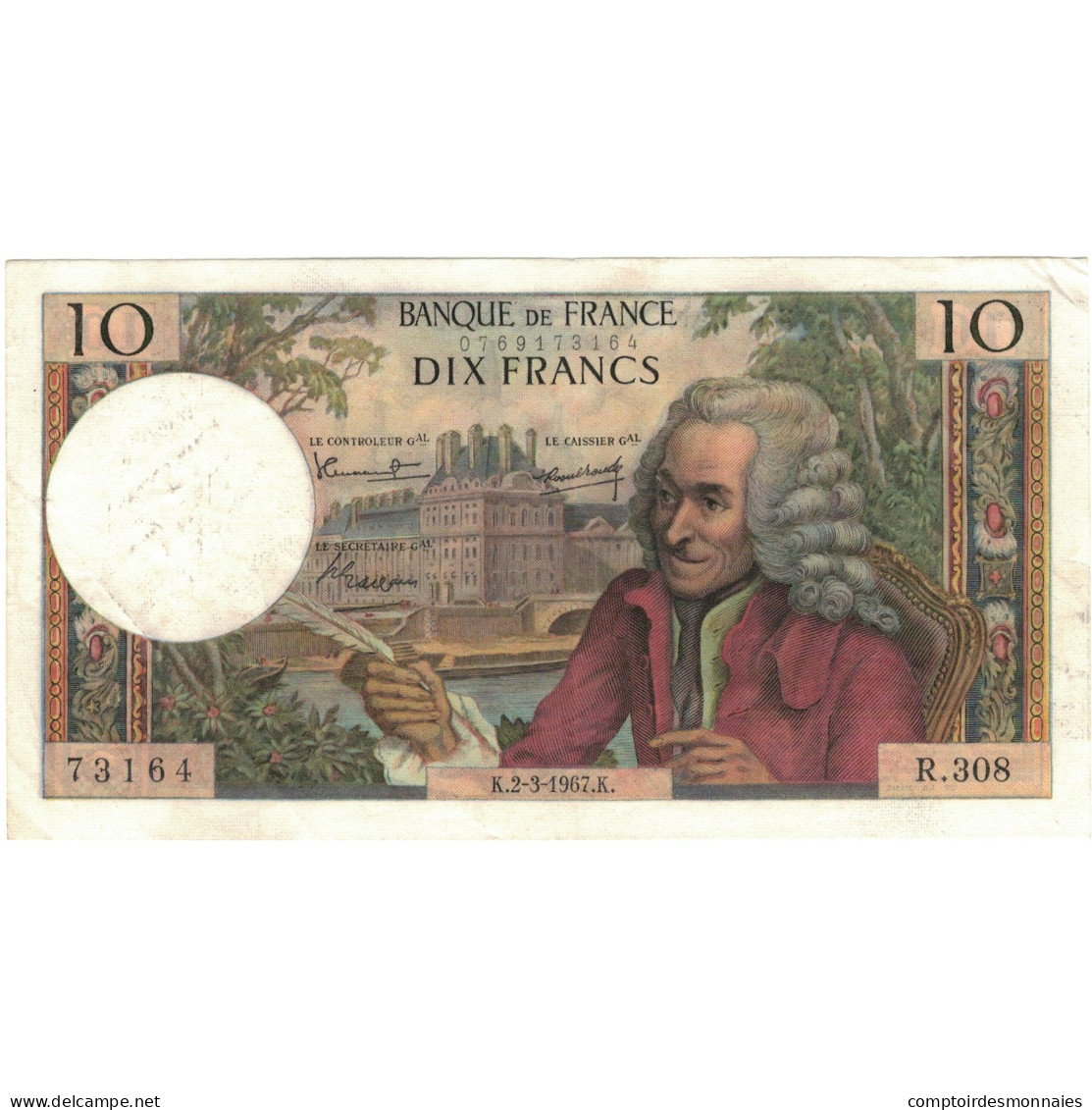 France, 10 Francs, Voltaire, 1967, R.308, SPL+, Fayette:62.25, KM:147c - 10 F 1963-1973 ''Voltaire''