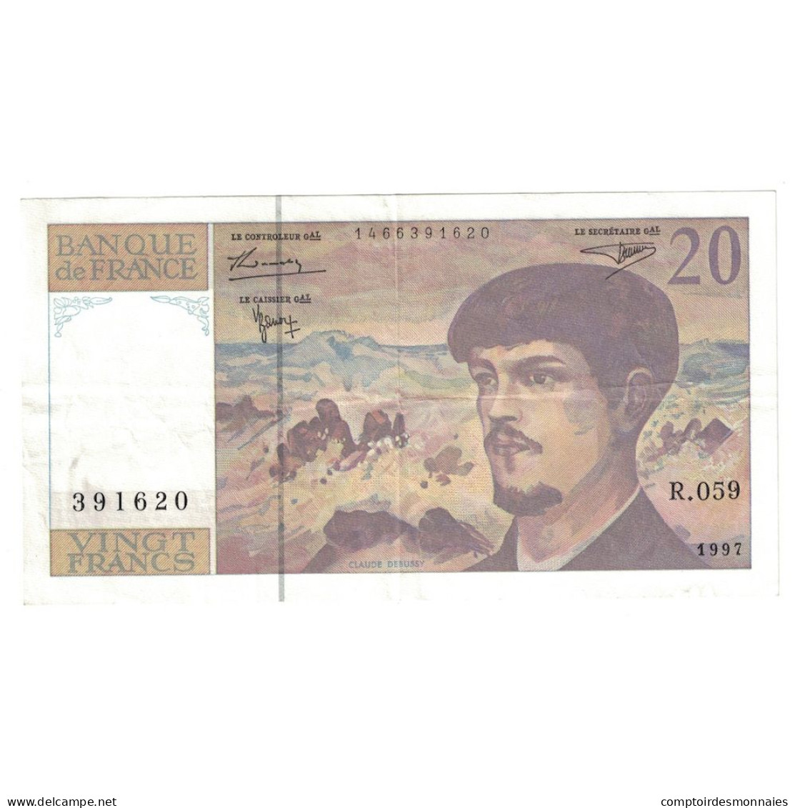 France, 20 Francs, Debussy, 1997, R.059, TTB+, Fayette:66TER.02A59, KM:151i - 20 F 1980-1997 ''Debussy''