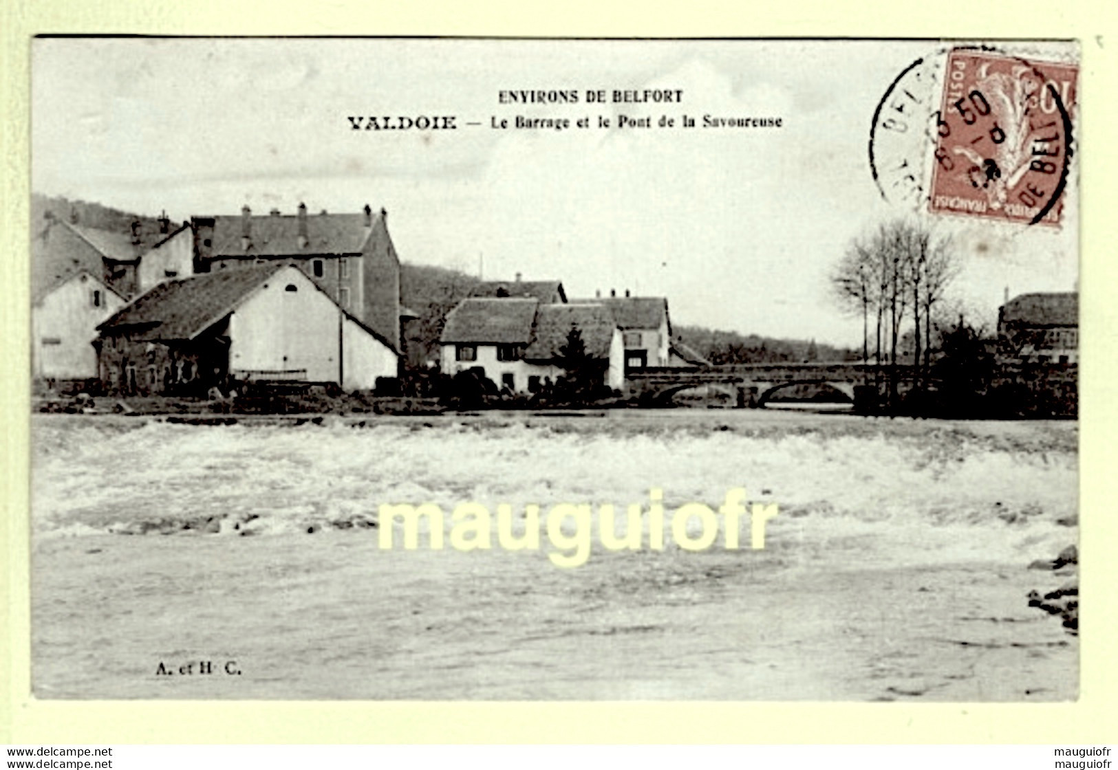 90 TERRITOIRE DE BELFORT / VALDOIE / LE BARRAGE ET LE PONT DE LA SAVOUREUS / 1909 - Valdoie