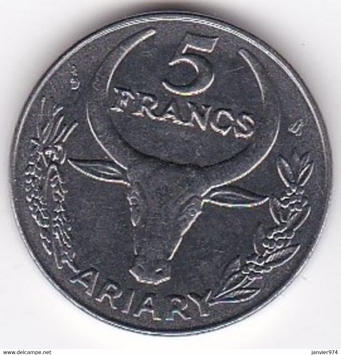 Madagascar 5 Francs 1996. Buffle / Fleur, En Acier Inoxydable, KM# 21 - Madagascar