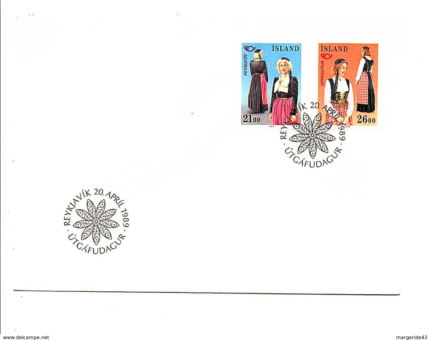 ISLANDE FDC 1989 COSTUMES TRADITIONNELS - Briefe U. Dokumente