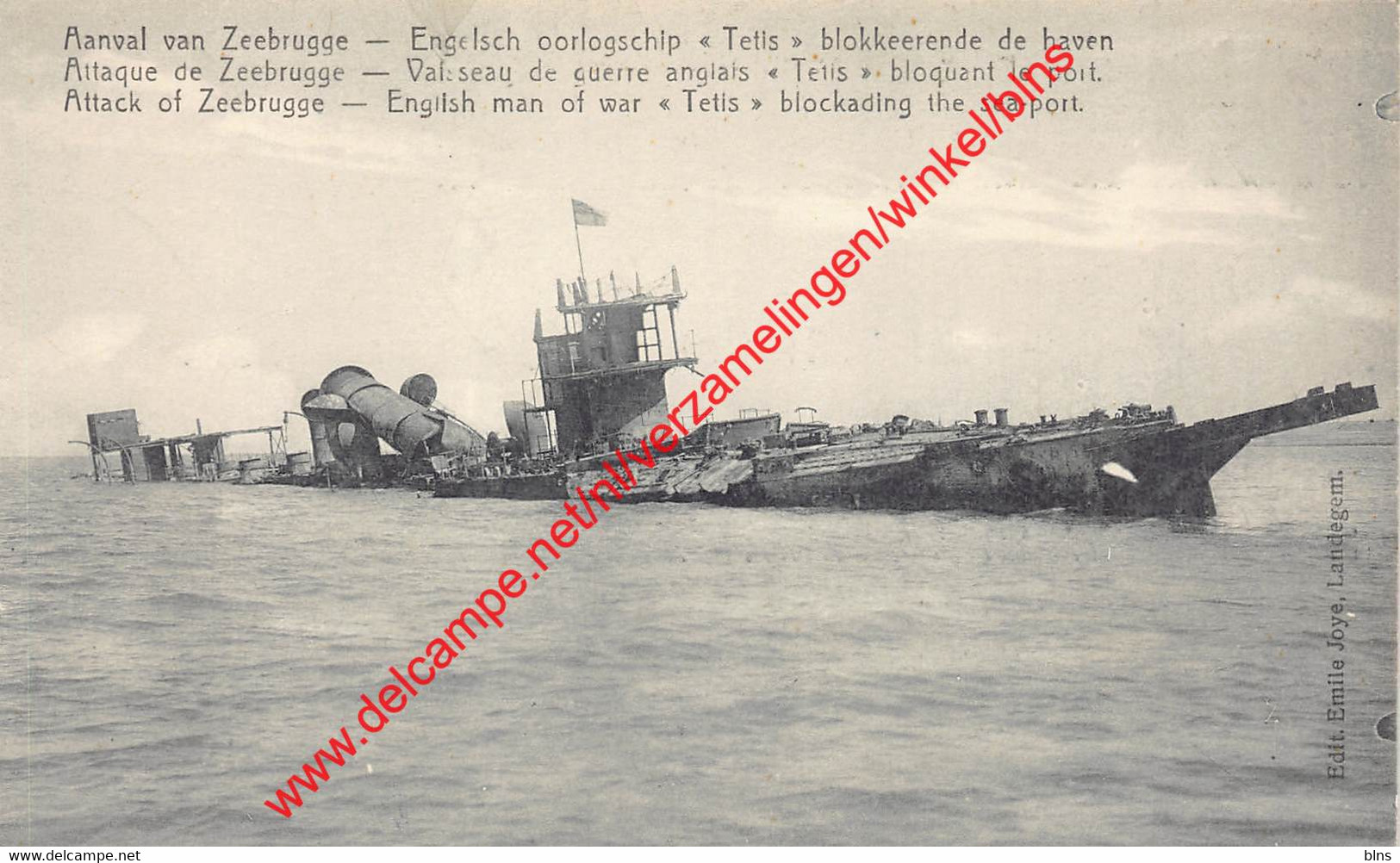 Engelsche Oorlogschip Tetis Blokkeerende De Haven - 1914-1918 - Zeebrugge - Zeebrugge