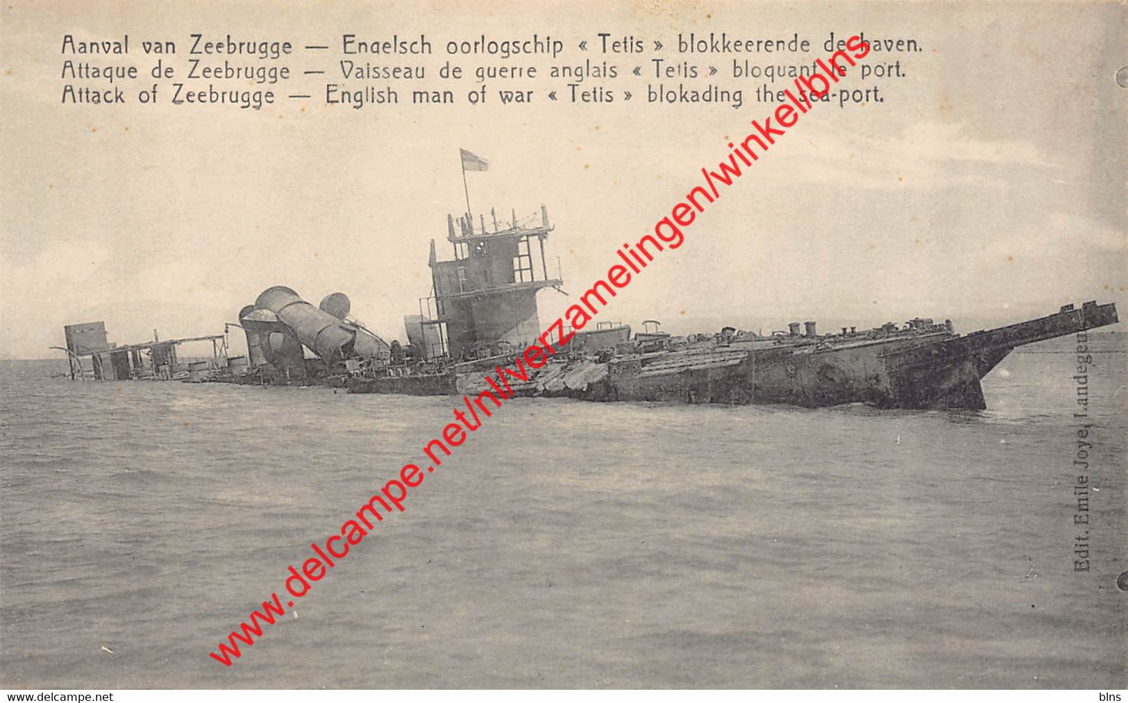 Engelsche Oorlogschip Tetis Blokkeerende De Haven - 1914-1918 - Zeebrugge - Zeebrugge