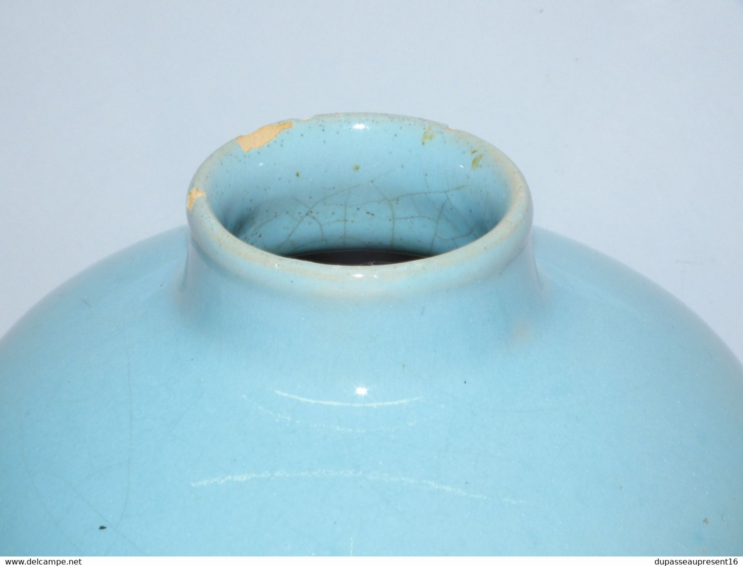 *VASE BOULE ART DECO CERAMIQUE ALFRED RENOLEAU BLEU CLAIR SORTI De GRENIER E - Angoulême/Le Renoleau (FRA)