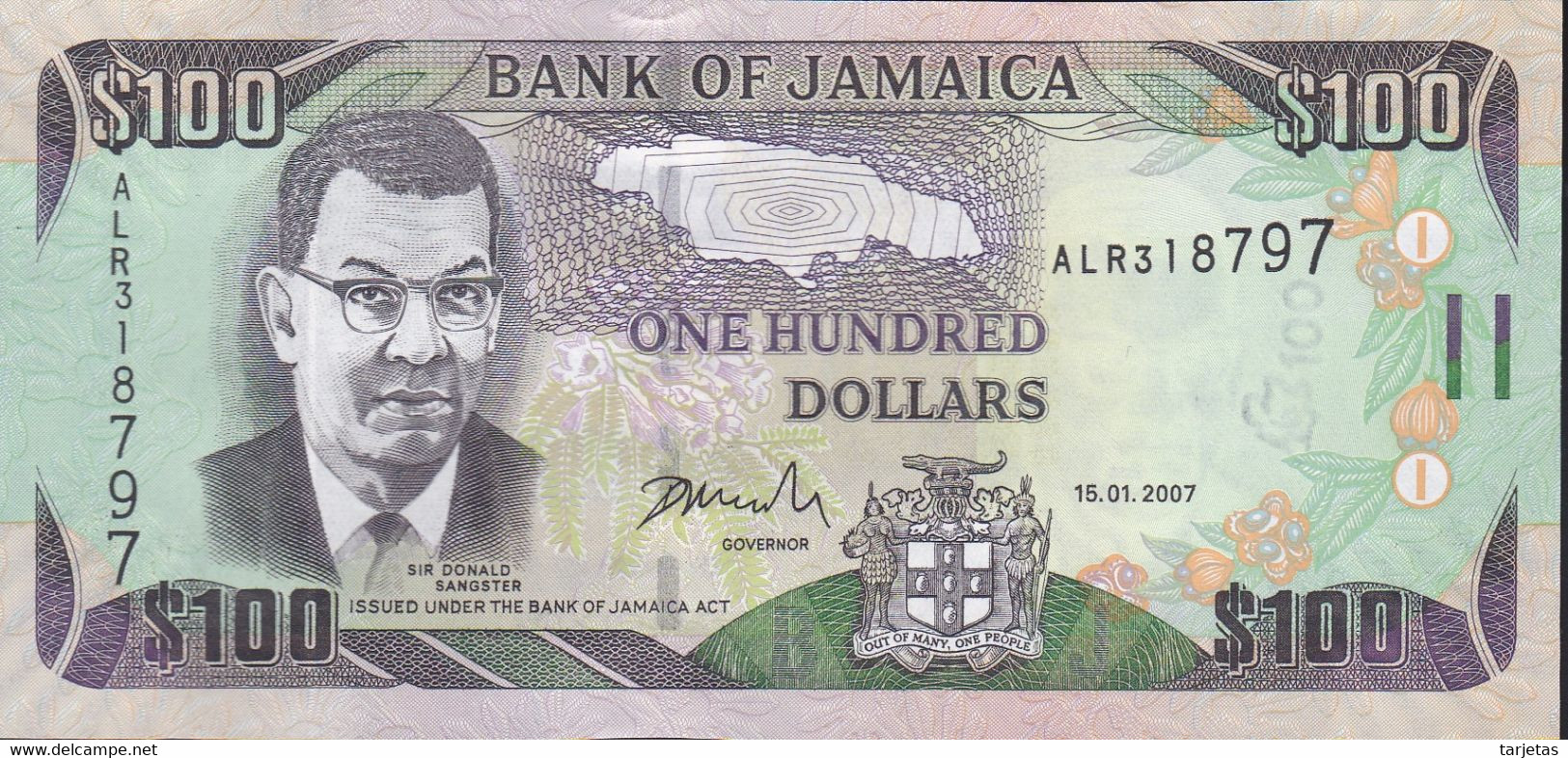 BILLETE DE JAMAICA DE 100 DOLLARS DEL AÑO 2007 SIN CIRCULAR (UNC) (BANKNOTE) - Giamaica