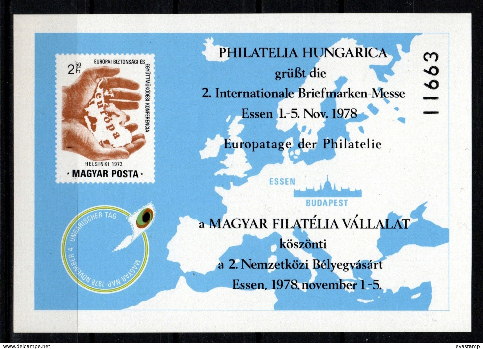 HUNGARY-1978.Commemorative Sheet - ESSEN, Intl.Philatelic Messe  MNH!! - Commemorative Sheets
