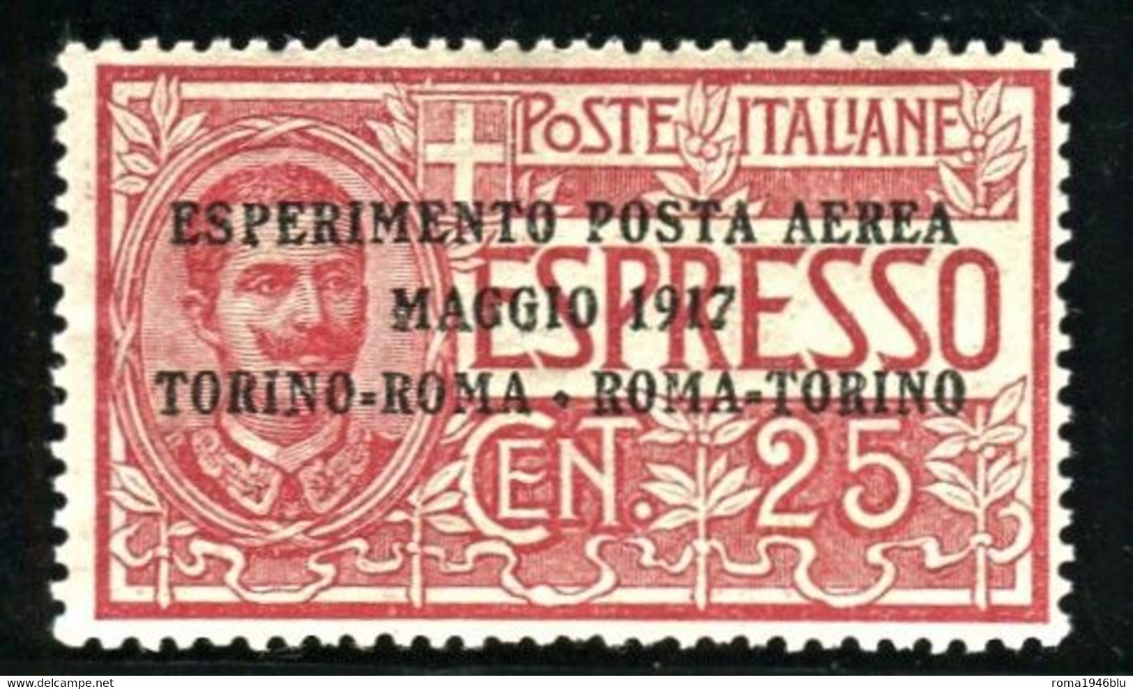 REGNO 1917 POSTA AEREA 25 C. CENTRATISSIMO ** MNH - Luchtpost