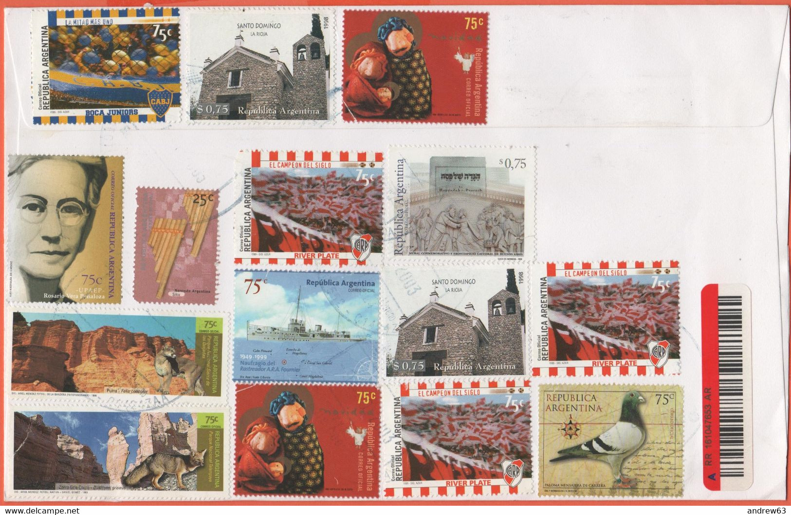 ARGENTINA - 2003 - 27 Stamps (15 On The Rear) - Registered - Medium Envelope - Viaggiata Da Buenos Aires Per Brussels, B - Brieven En Documenten