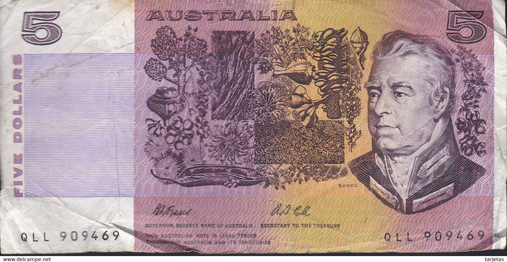 BILLETE DE AUSTRALIA DE 5 DOLLARS AÑOS 1966-72   (BANKNOTE) - 1966-72 Reserve Bank Of Australia