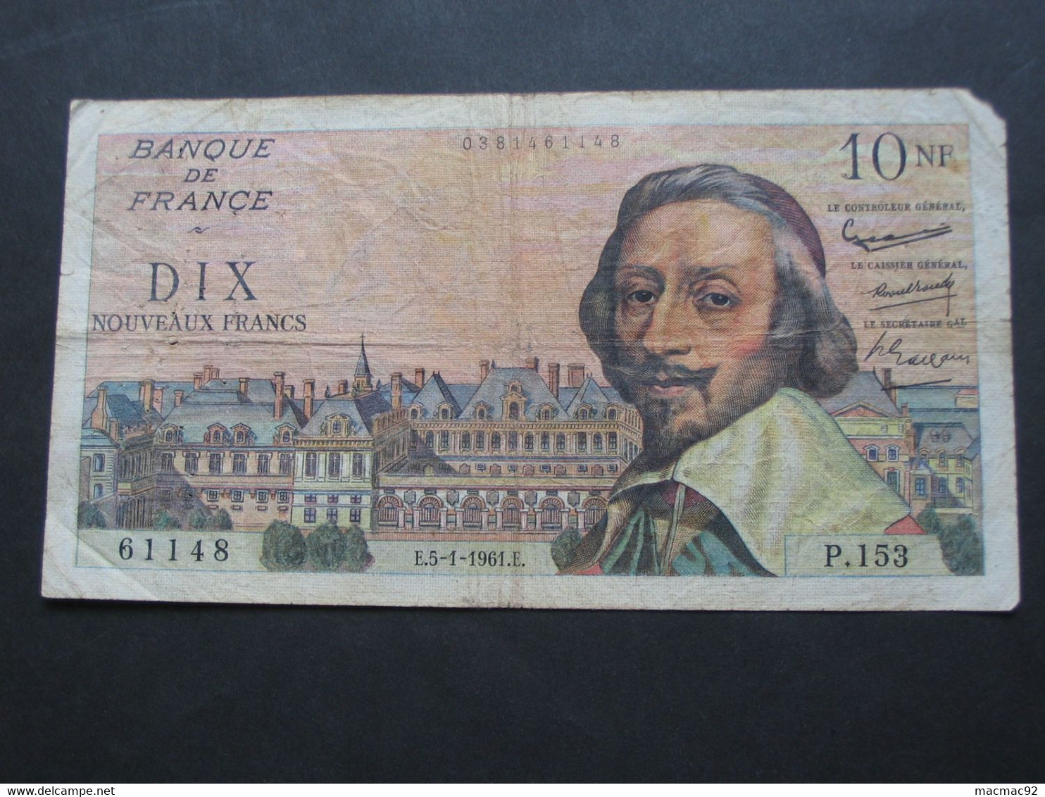 10 Dix Nouveaux Francs RICHELIEU 5-1-1961   **** EN ACHAT IMMEDIAT **** - 10 NF 1959-1963 ''Richelieu''