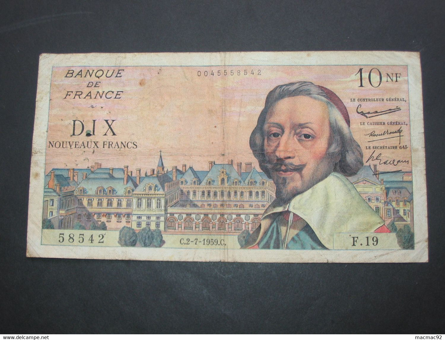 10 Dix Nouveaux Francs RICHELIEU 2-7-1959   **** EN ACHAT IMMEDIAT **** - 10 NF 1959-1963 ''Richelieu''