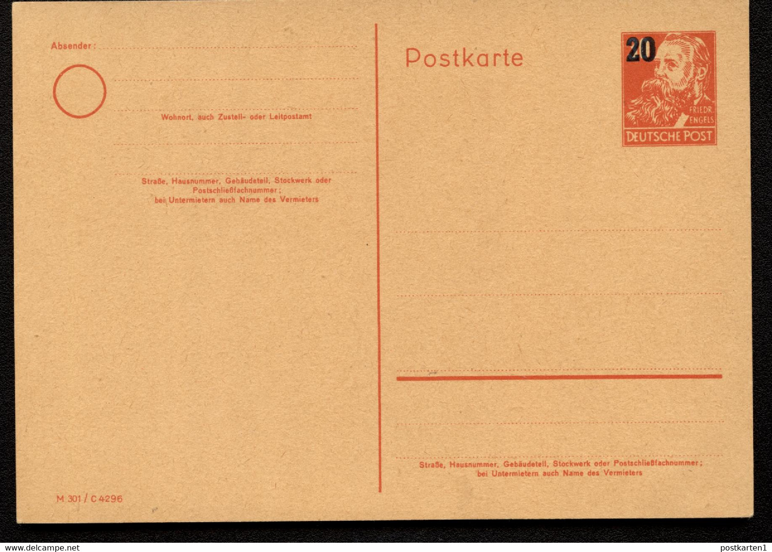 Postkarte P42/01 Postfrisch Feinst 1952 Kat.50,00 € - Cartes Postales - Neuves