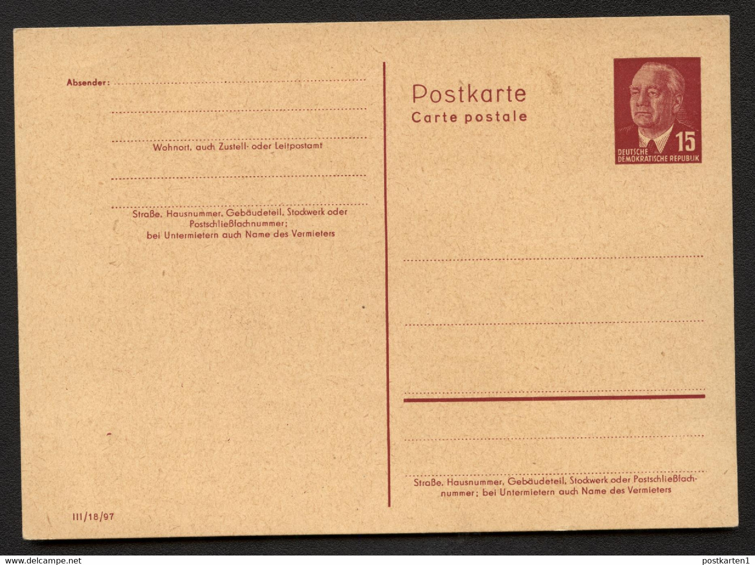 Postkarte P64 IIa DV III/18/97 Postfrisch Feinst 1956 Kat.7,00 € - Cartes Postales - Neuves