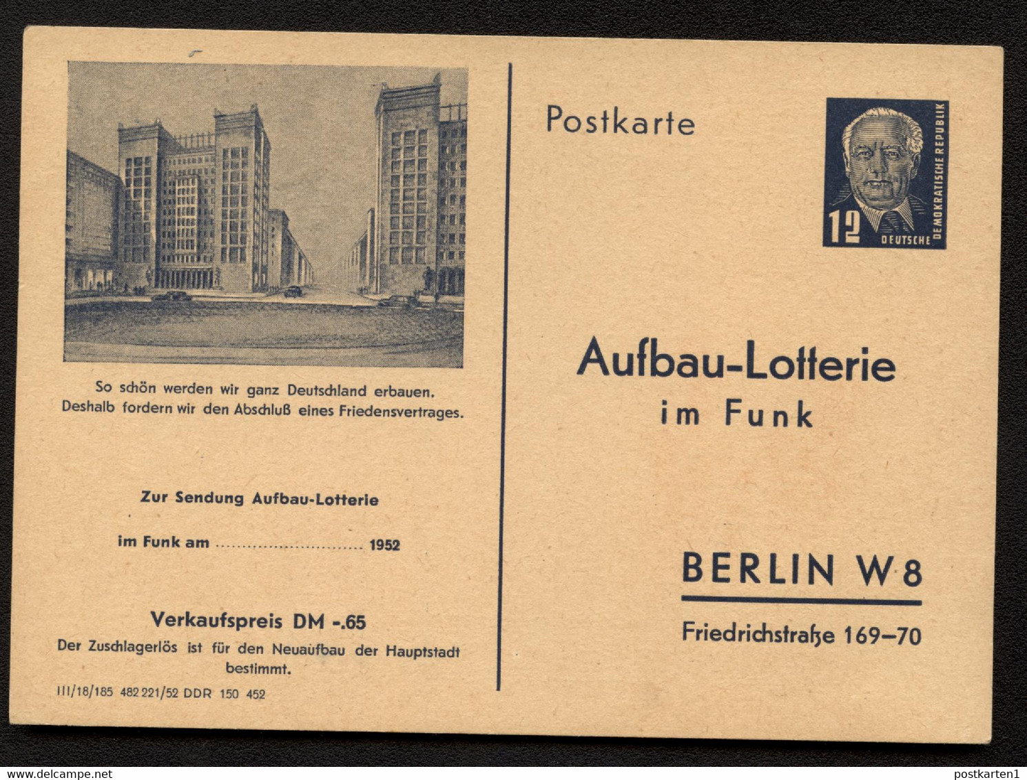 Funklotterie-Postkarte FP1 Postfrisch Feinst 1952 Kat.80,00 € - Postcards - Mint