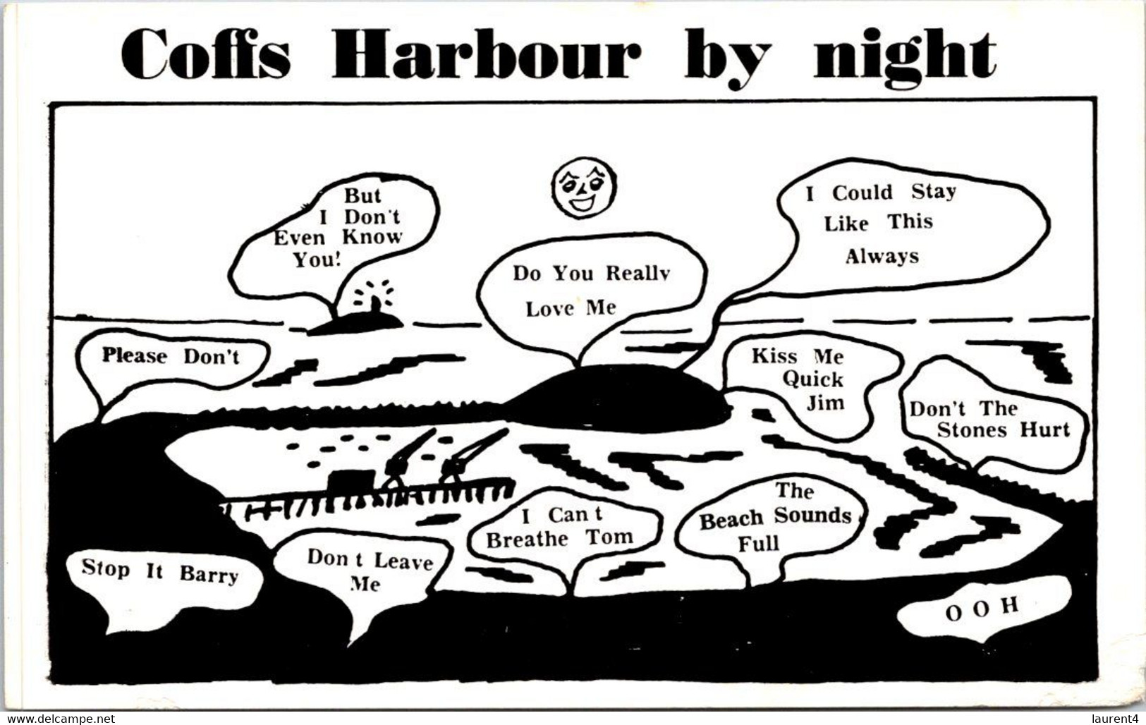 (1 L 60) (OZ/PF) Australia - NSW - Coffs Harbour By Night (humour) La Nuit - Carte En Noir Et Blacn - Otros & Sin Clasificación