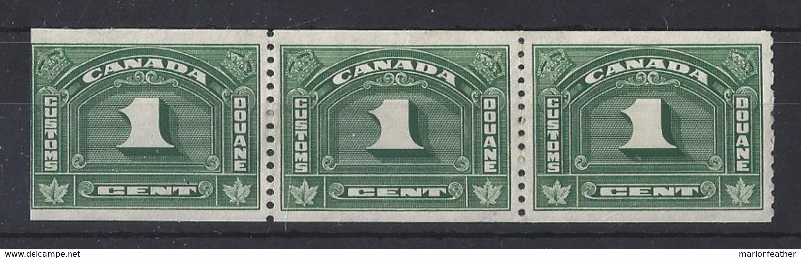 CANADA.......STRIP OF 3 CUSTOMS STAMPS........POOR BACK,  THIN SPOT...... - Other & Unclassified