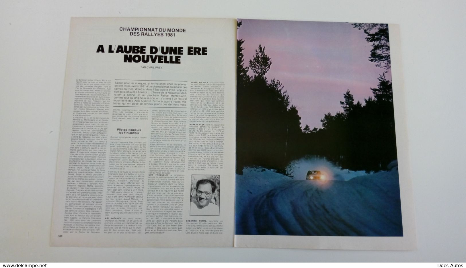 Coupure De Presse De 1982 Championnat Du Monde Des Rallyes - Andere & Zonder Classificatie