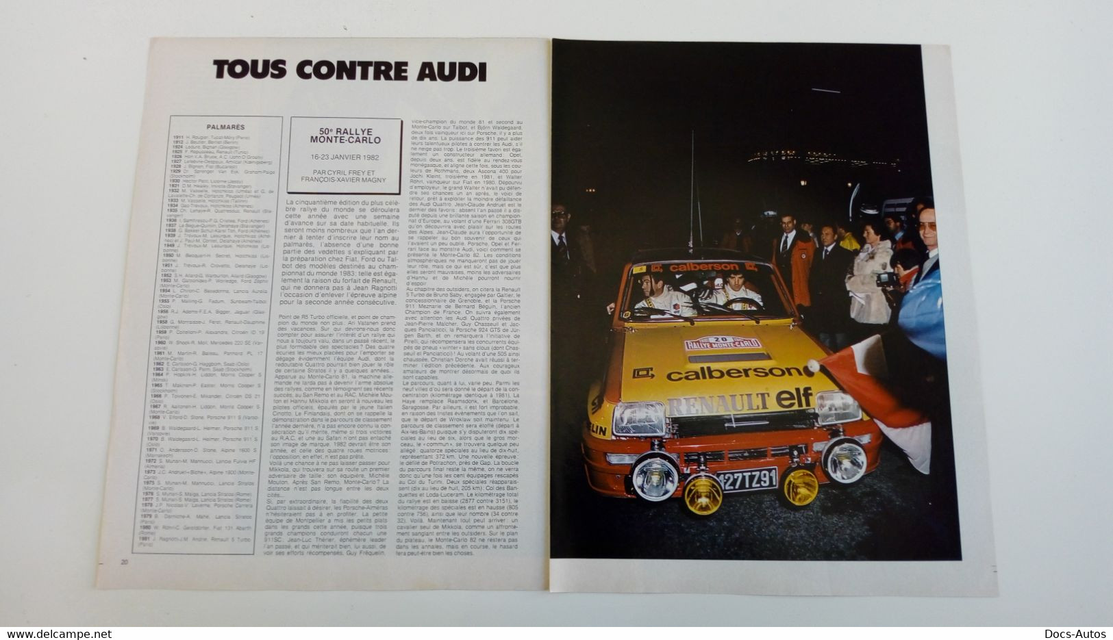 Coupure De Presse De 1982 Rallye De Monte Carlo - Other & Unclassified