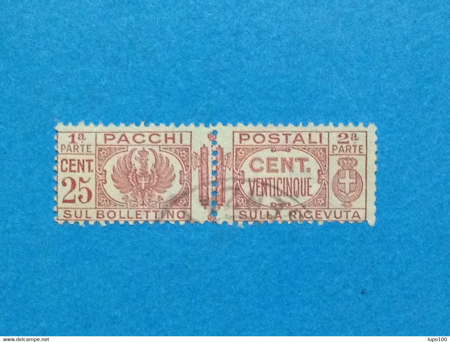 1927 ITALIA REGNO FRANCOBOLLO USATO ITALY STAMP USED PACCHI POSTALI AQUILA SABAUDA CON FASCI 25 CENT - Postal Parcels
