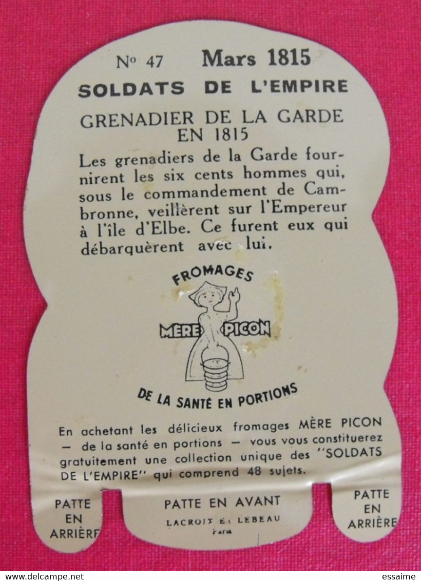 Plaque Découpée Soldats De L'empire Offerte Par Les Fromages Mère Picon. Vers 1960. N° 47. Napoléon - Plaques En Tôle (après 1960)