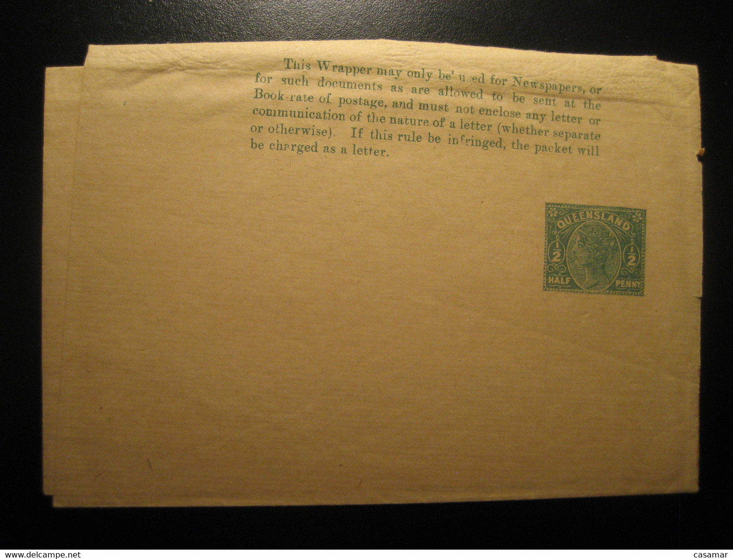 1/2 Penny QUEENSLAND Wrapper AUSTRALIA Slight Damaged Postal Stationery Cover - Cartas & Documentos