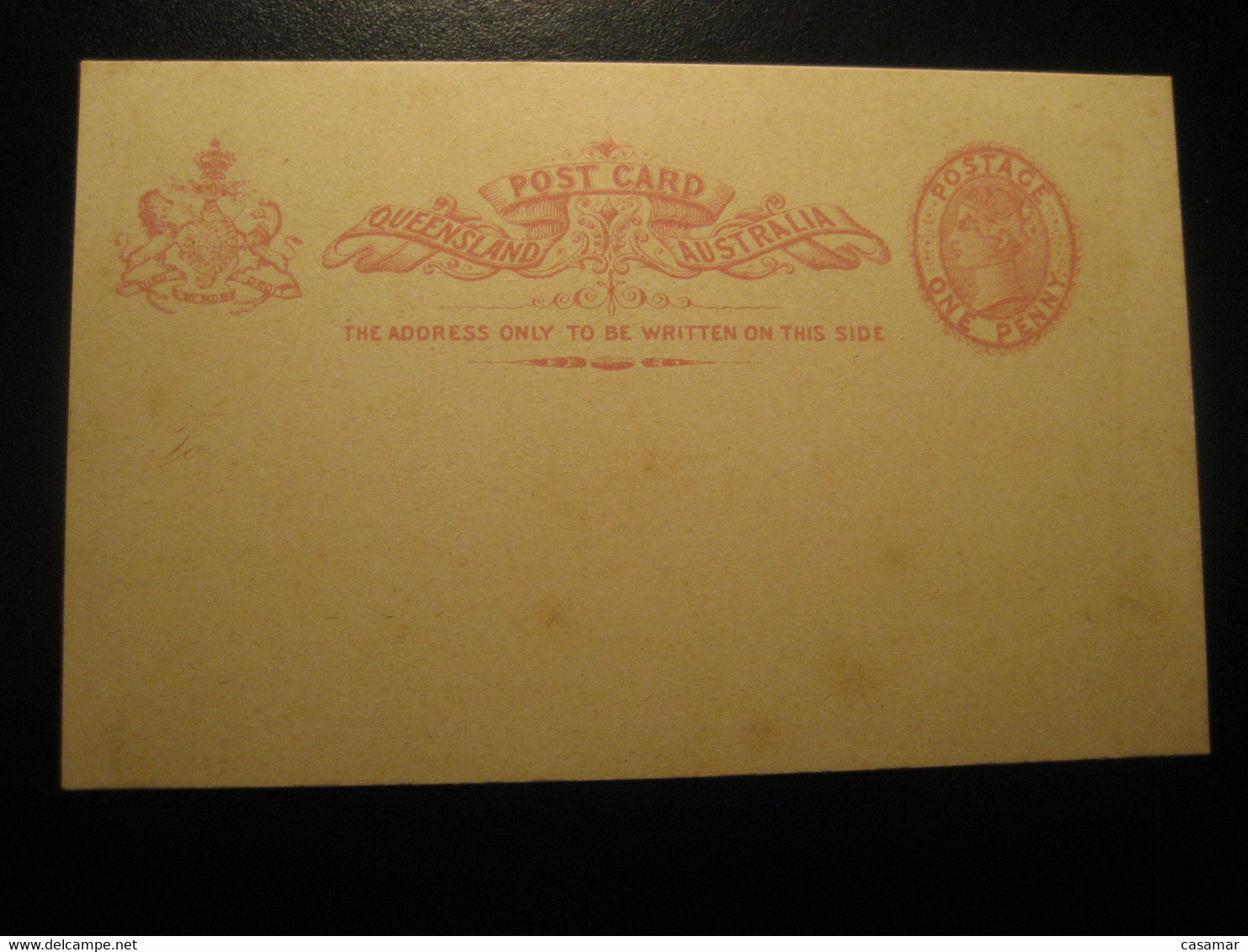 1 Penny QUEENSLAND Post Card AUSTRALIA Light Colour + No Lines Postal Stationery Card - Covers & Documents