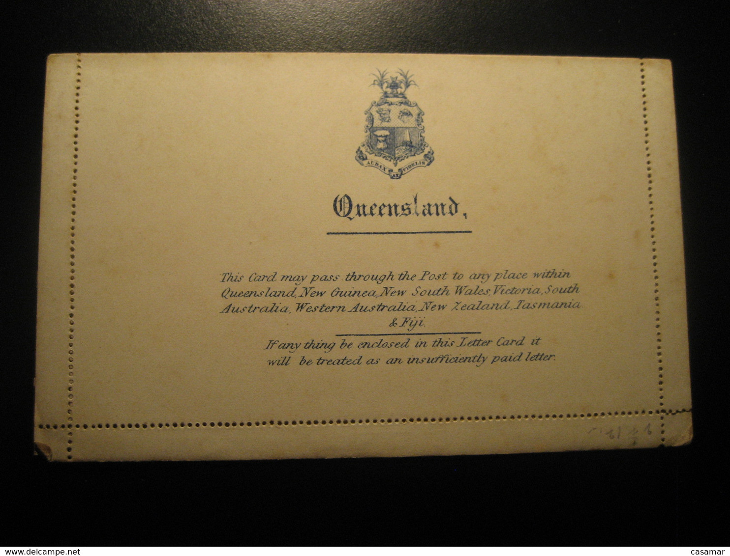 2 Pence QUEENSLAND Cursive Letter Card AUSTRALIA New Guinea New Zealand Fiji Postal Stationery Card - Covers & Documents