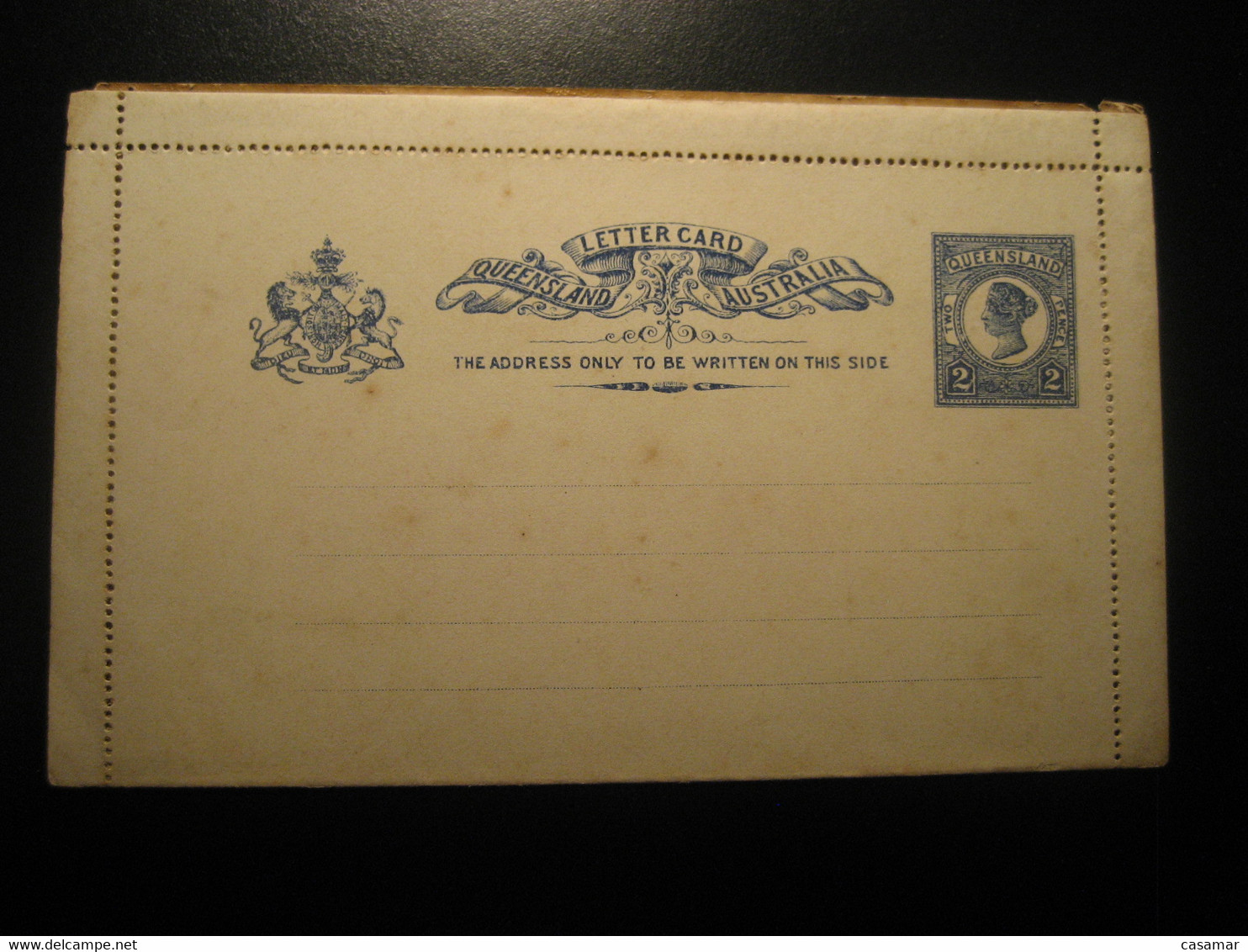 2 Pence QUEENSLAND Cursive Letter Card AUSTRALIA New Guinea New Zealand Fiji Postal Stationery Card - Cartas & Documentos