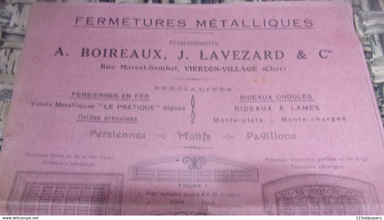 VIERZON VILLAGE CATALOGUE BOIREAUX LAVEZARD CIRCA 1930 FERMETURE METALLIQUES PERSIENNES RIDEAUX... - Centre - Val De Loire