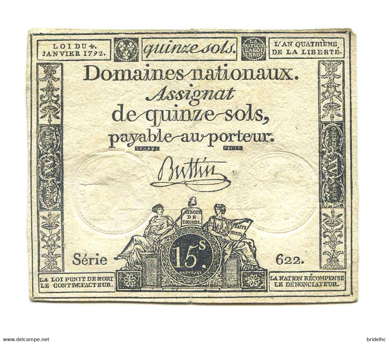 Assignat 15 Sols Série 622 - Assignats & Mandats Territoriaux