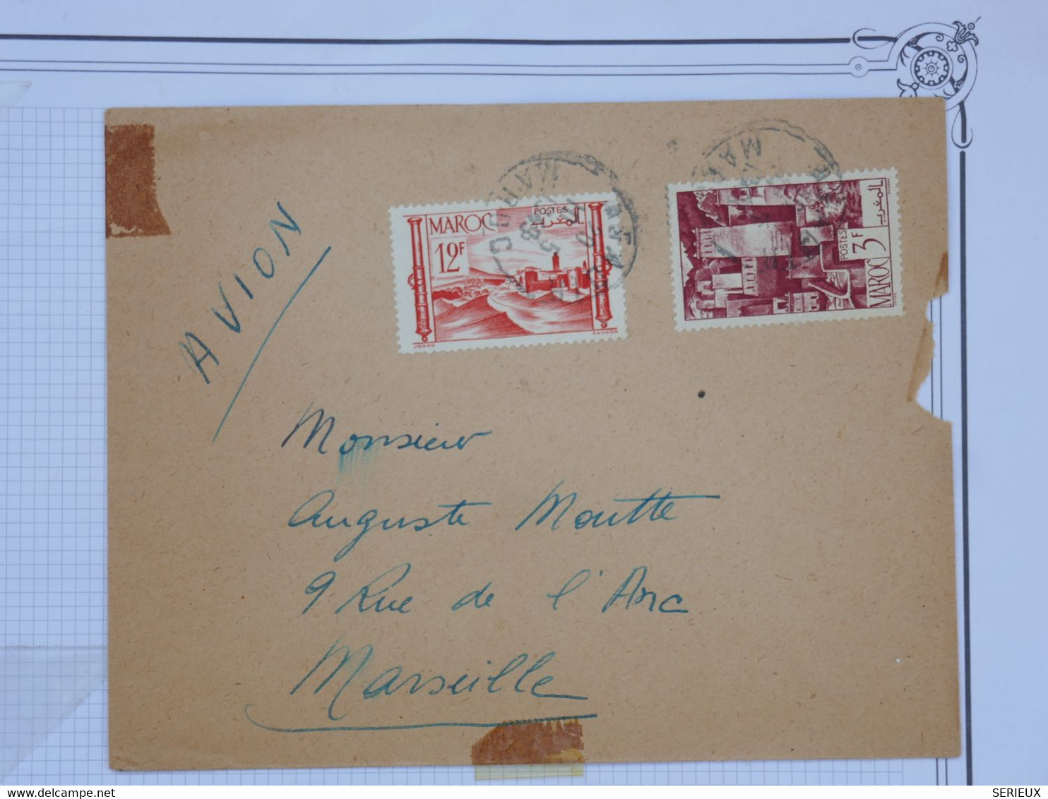 BF11 MAROC  BELLE LETTRE  1949   A  MARSEILLE  FRANCE  ++++AFFRANCH. INTERESSANT - Storia Postale