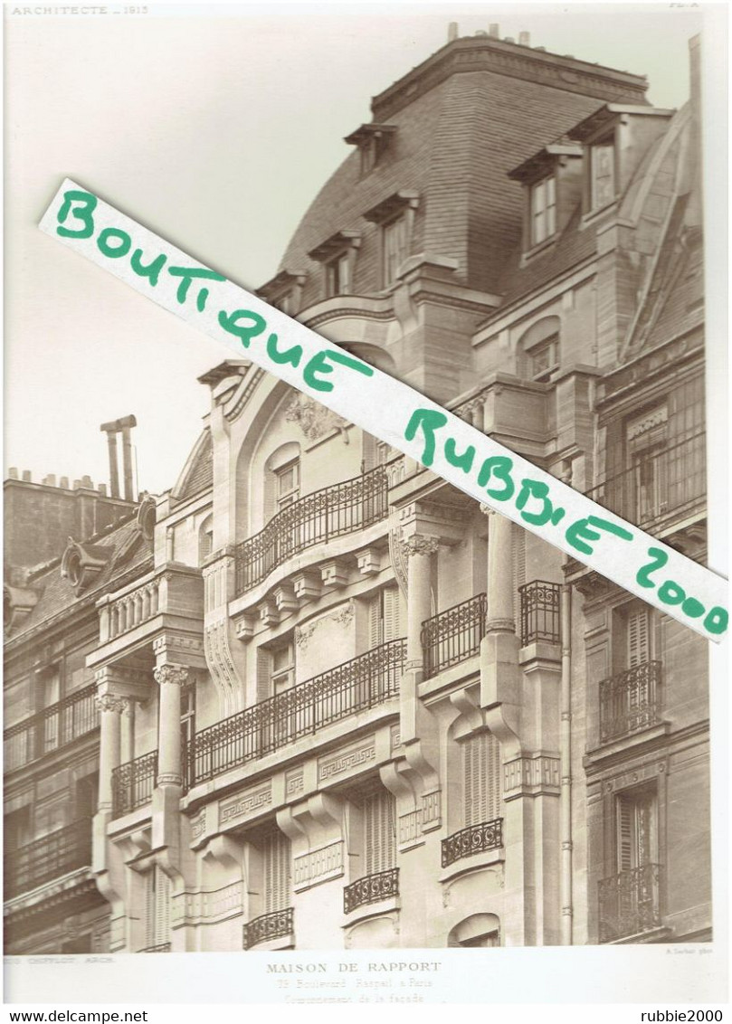 2 PHOTOS PARIS 6° IMMEUBLE 79 BOULEVARD RASPAIL 1913 ARCHITECTE CHIFFLOT MAGASIN AUTOMOBILES BRASIER - Parigi