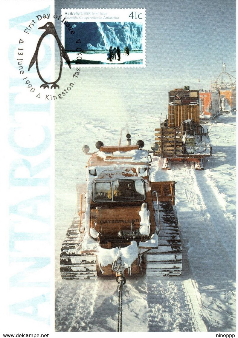 Australian Antarctic Territory 1990 Scientific Co-Operation In Antarctica,Glaciology,maximum Card - Maximum Cards