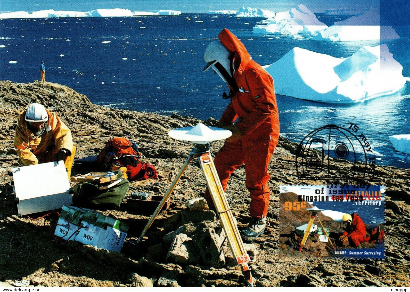 Australian Antarctic Territory 1997 50th Anniversary ANARE,Summer Surveying,maximum Card - Cartes-maximum