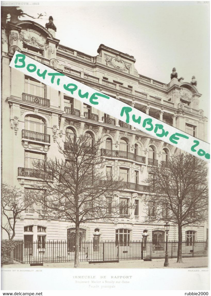 4 PLANS + PHOTOS 1912 NEUILLY SUR SEINE 68 BOULEVARD MAURICE BARRES IMMEUBLE ARCHITECTES NAVARRE ET ROUSSELOT - Ile-de-France