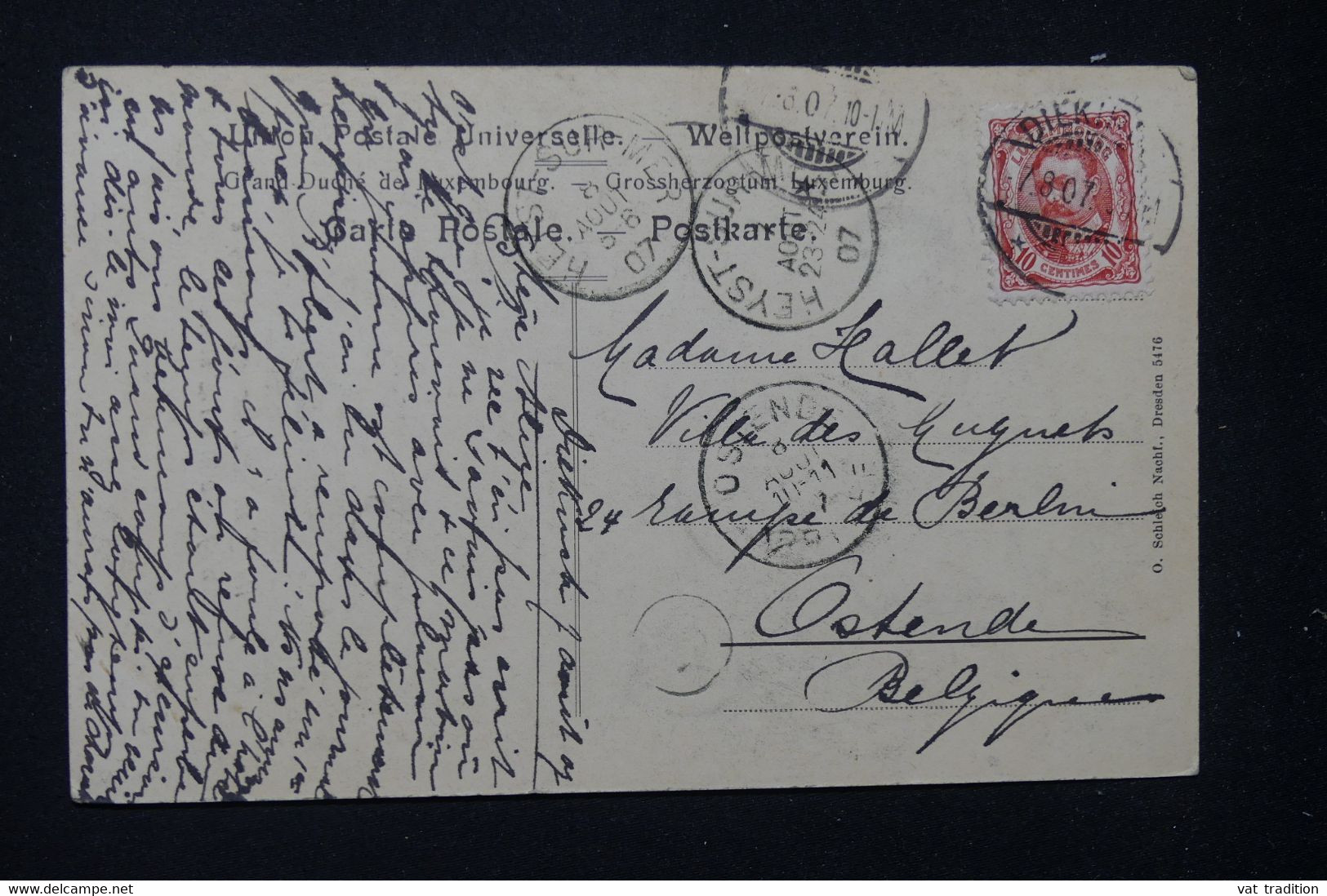 LUXEMBOURG - Affranchissement Guillaume IV Sur Carte Postale En 1907 Pour La Belgique - L 132027 - 1906 Guillermo IV