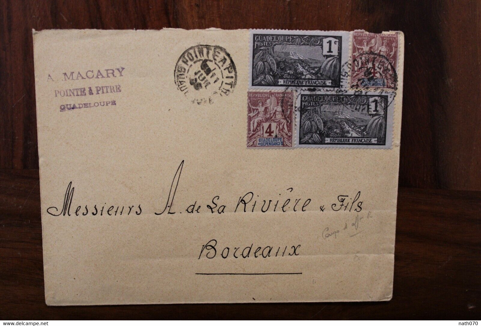 1908 Guadeloupe France Mail Cover Pointe à Pitre - Brieven En Documenten