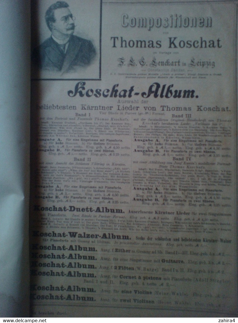 Koschat-Album Ester Band A Für Eine Singstimme Mit Pianoforte Compositionen Thomas Koschat Liepzig - Musik